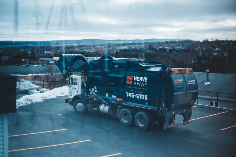 waste management truck parked, fleet tracking with gps
